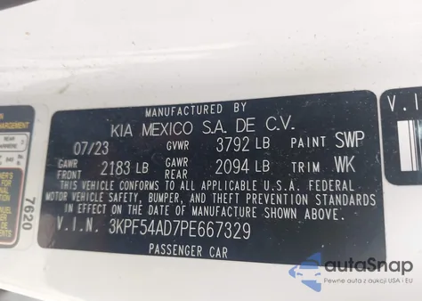 2023 Kia Forte Gt Line из США, поврежденный, VIN 3KPF54AD7PE667329